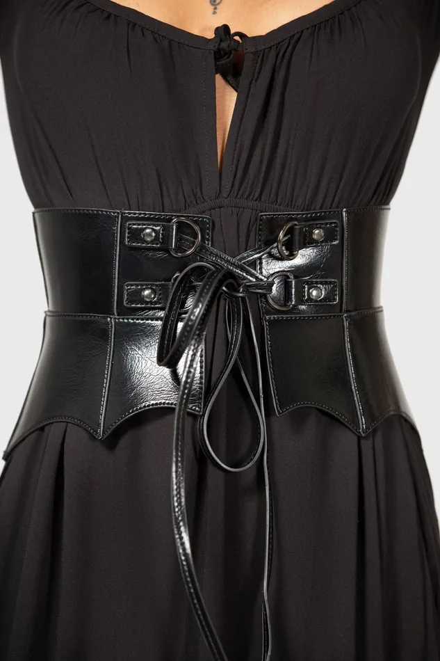 Women Harnesses and Belts Killstar Wetland Bat Peplum Corset