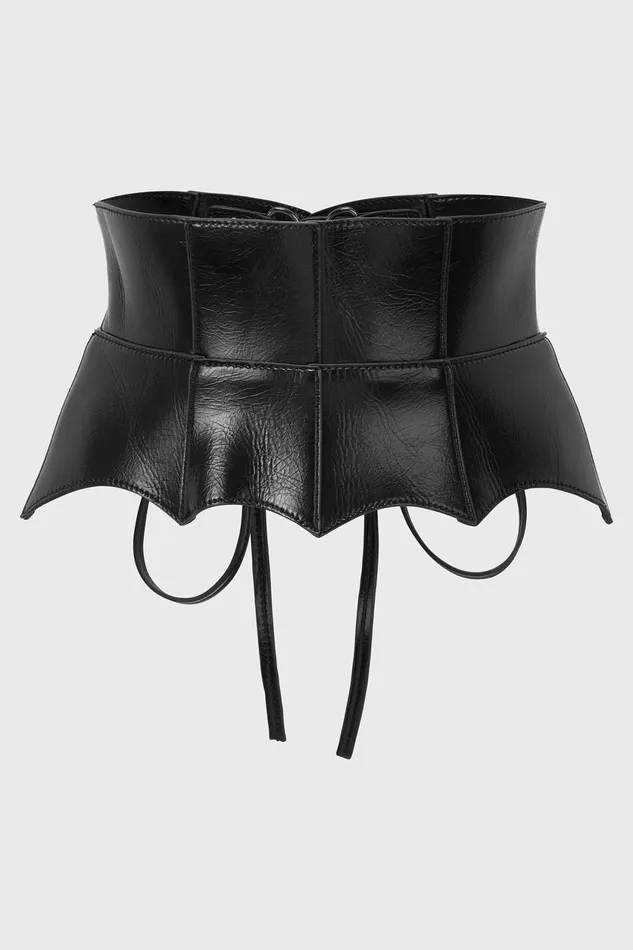 Women Harnesses and Belts Killstar Wetland Bat Peplum Corset