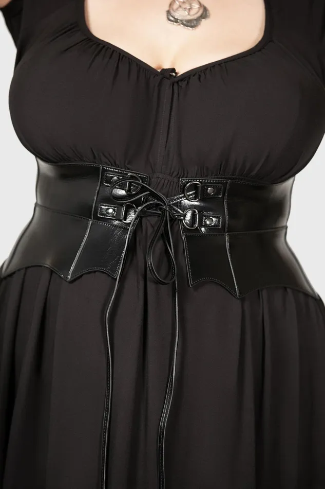 Women Harnesses and Belts Killstar Wetland Bat Peplum Corset