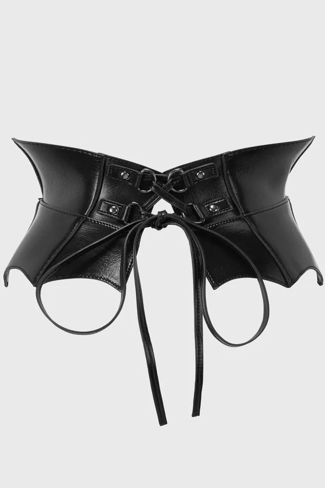 Women Harnesses and Belts Killstar Wetland Bat Peplum Corset