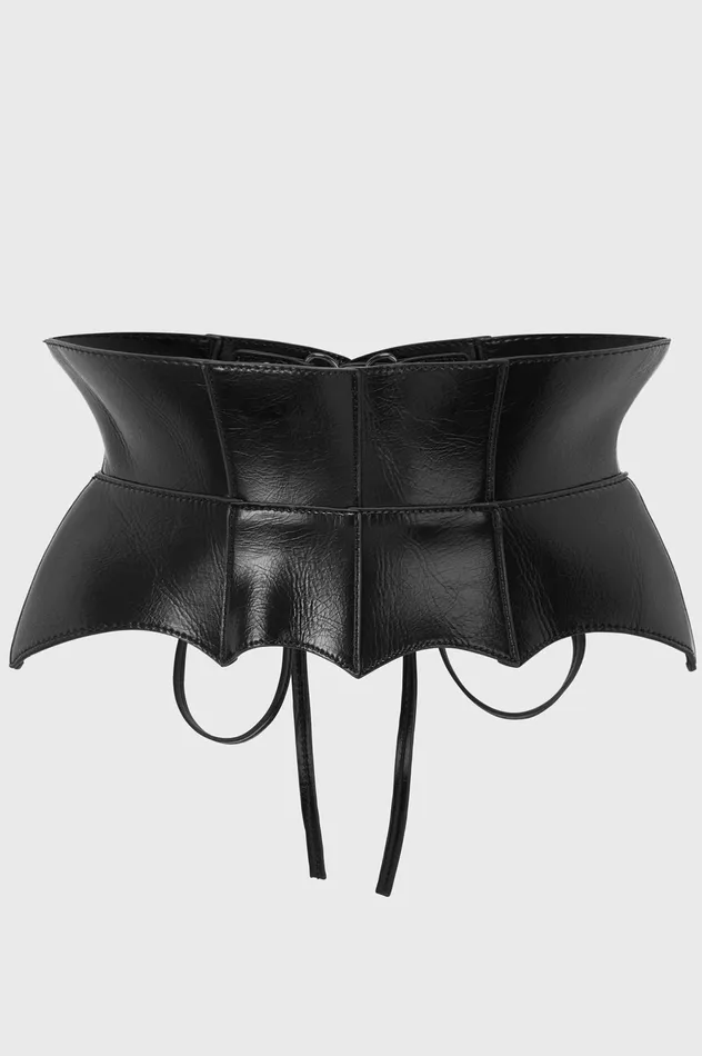 Women Harnesses and Belts Killstar Wetland Bat Peplum Corset