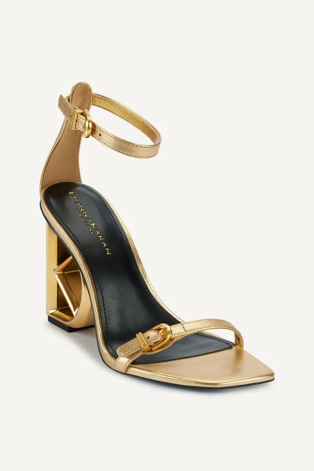 Women Heels And Wedges Donna Karan DK ANKLE STRAP SANDAL Gold