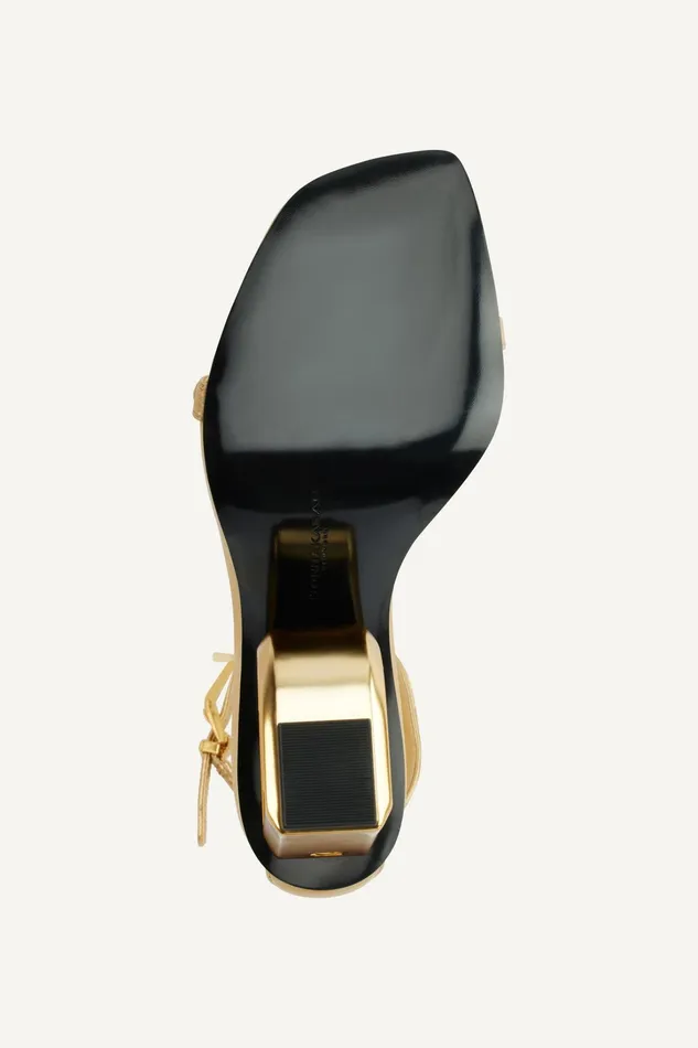 Women Heels And Wedges Donna Karan DK ANKLE STRAP SANDAL Gold