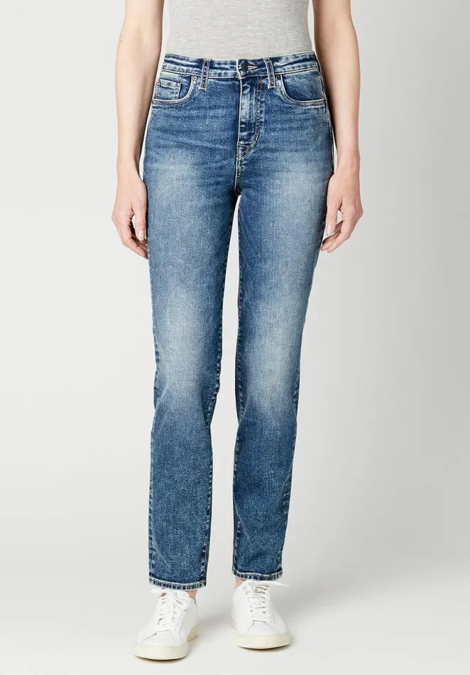 Women High Rise Straight Jayden Stonewashed Jeans Indigo Buffalo David Bitton Straight Leg Women High Rise Straight Jayden Stonewashed Jeans Indigo Buffalo David Bitton Straight Leg