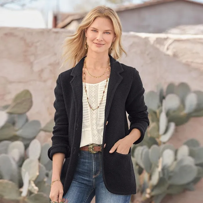 Women Ivy League Sweater Blazer Onyx Sundance Catalog Sweaters Women Ivy League Sweater Blazer Onyx Sundance Catalog Sweaters