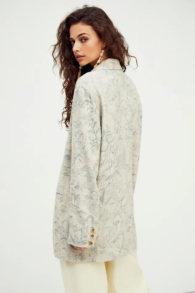 Women Jackets Free People Printed Beckett Blazer Sage