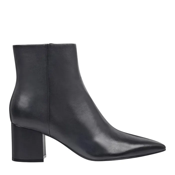 Women Jarli Pointy Ankle Bootie Black Leather Marc Fisher Casual Boots