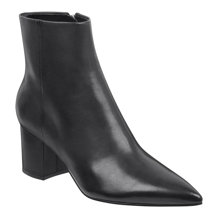 Women Jarli Pointy Ankle Bootie Black Leather Marc Fisher Casual Boots