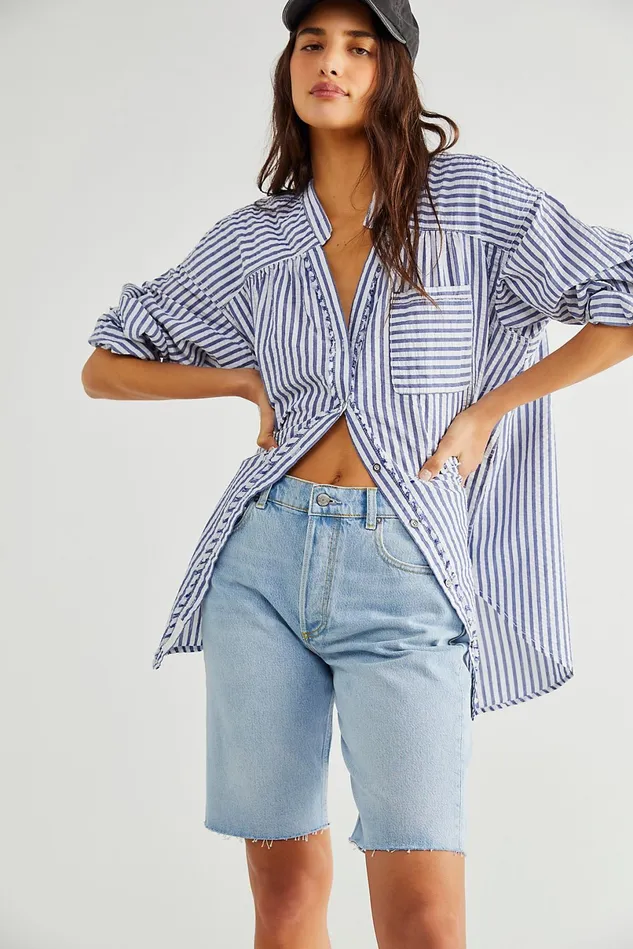 Women Jean Shorts Free People Boyish The Bradley Long Shorts Sunrise