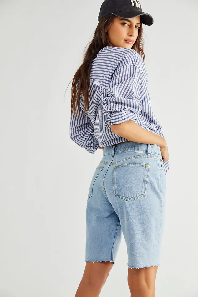 Women Jean Shorts Free People Boyish The Bradley Long Shorts Sunrise