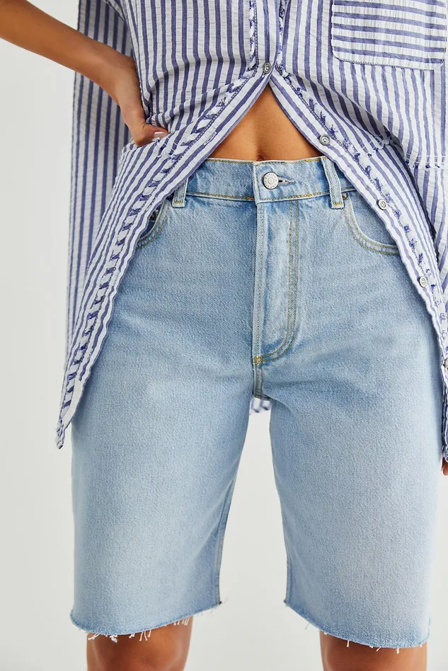 Women Jean Shorts Free People Boyish The Bradley Long Shorts Sunrise