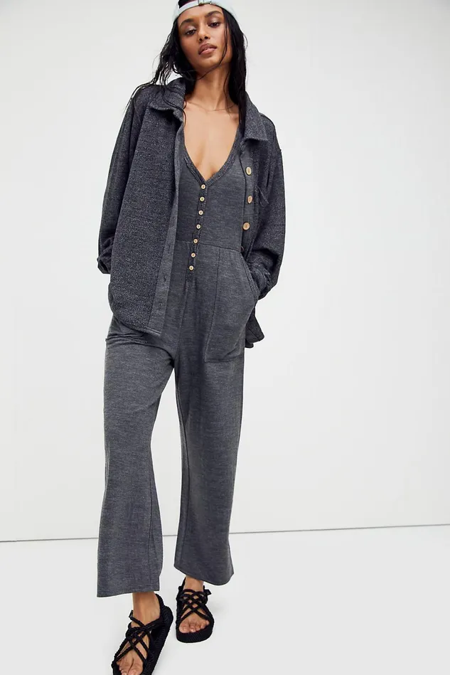 Women Jumpsuits Free People High Rise Set Charcoal Grey