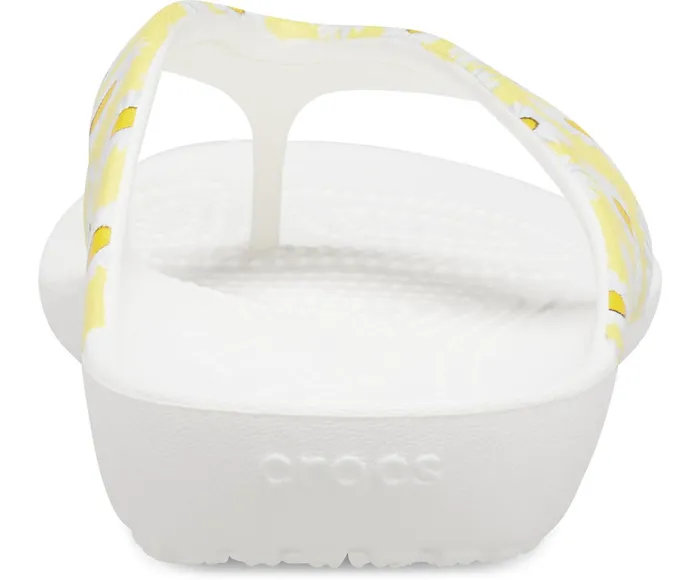 Women Kadee II Printed Flip White Yellow Daisy Crocs Sandals
