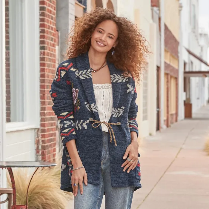 Women Katia Heritage Cardigan Petite Indigo Sundance Catalog Sweaters