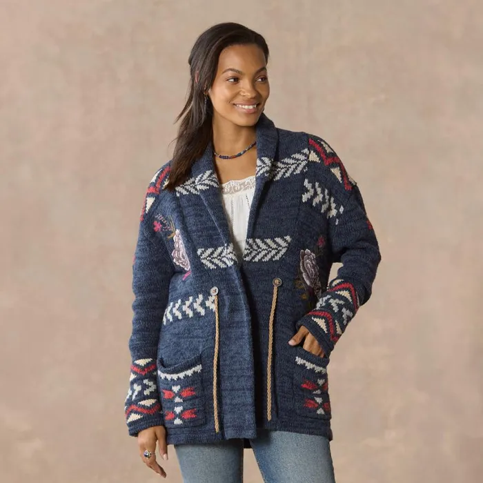 Women Katia Heritage Cardigan Petite Indigo Sundance Catalog Sweaters