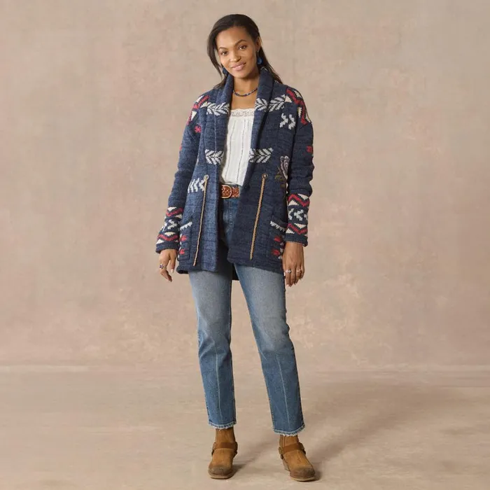 Women Katia Heritage Cardigan Petite Indigo Sundance Catalog Sweaters