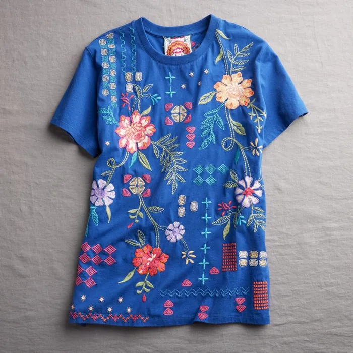 Women Katie Crewneck Tee Navy Sundance Catalog Tops