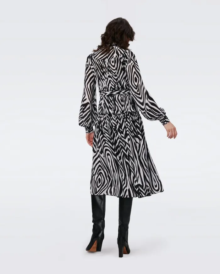 Women Kent Dress Huge Zebra Ivory DVF Dresses