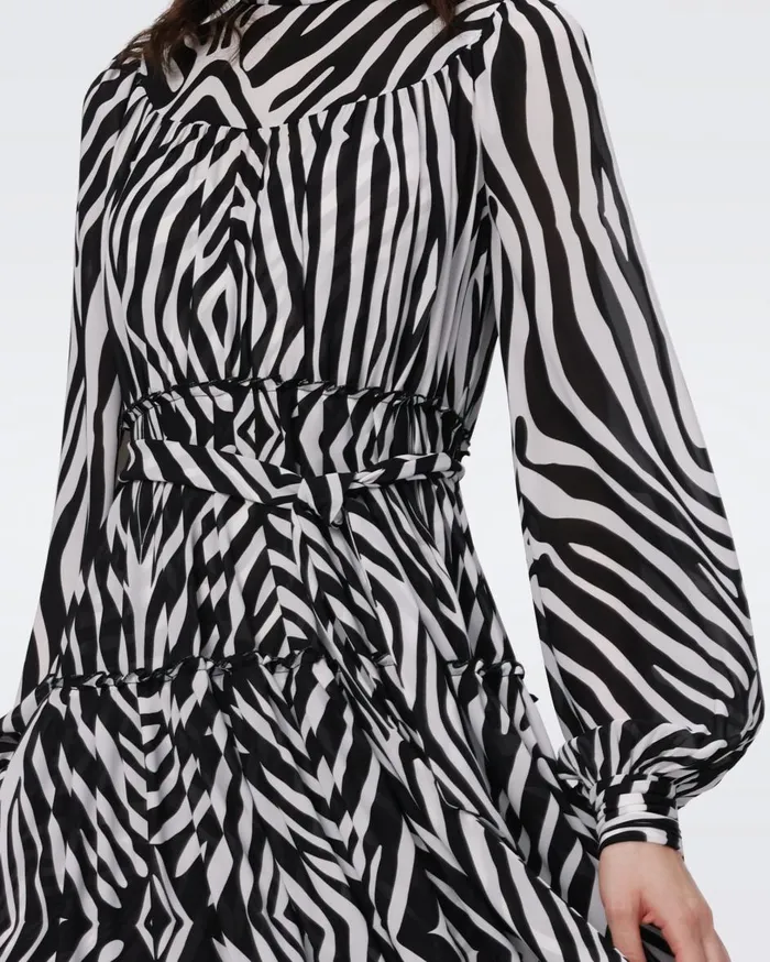Women Kent Dress Huge Zebra Ivory DVF Dresses