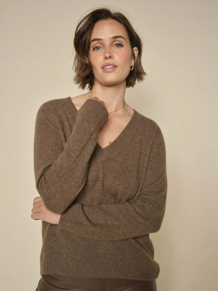 Women Knits MOS MOSH MMArlie Cashmere VNeck Knit Rain Drum
