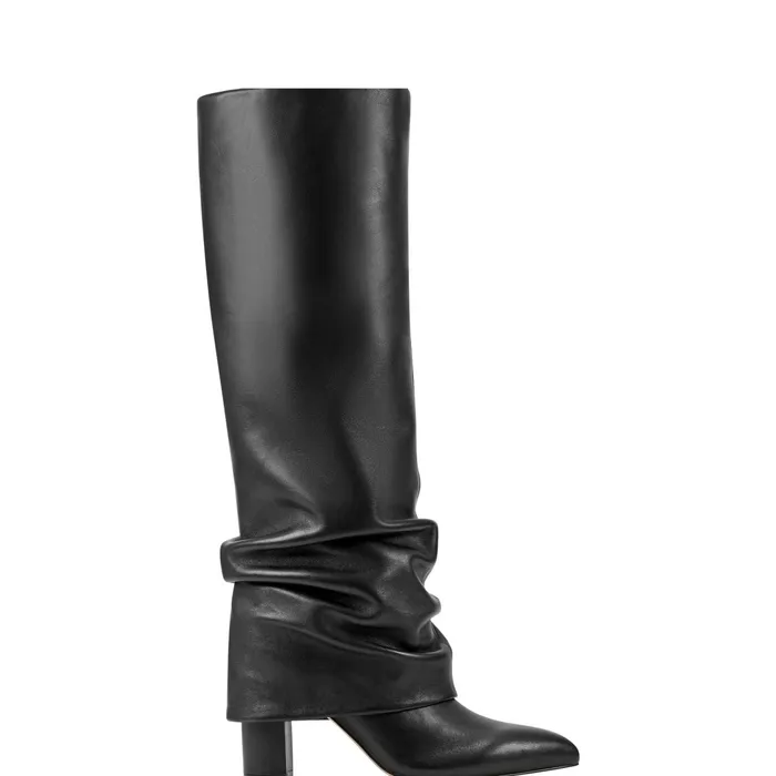 Women Lalita Foldover Dress Boot Black Leather Marc Fisher Boots