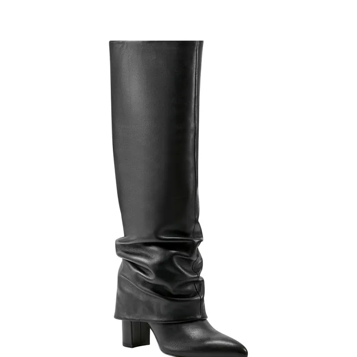 Women Lalita Foldover Dress Boot Black Leather Marc Fisher Boots