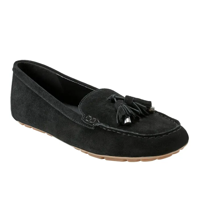 Women Layney Casual Tassle Loafer Black Suede Marc Fisher Loafers and Flats