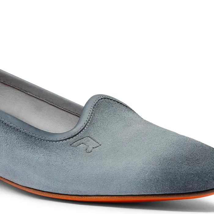 Women Light Blue Suede Loafer Santoni Loafers
