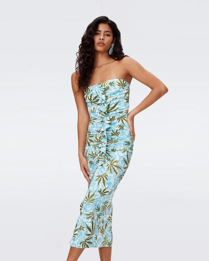 Women Livvy Dress Cannabis Blue DVF Dresses