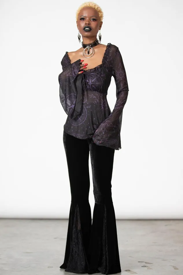 Women Long Sleeves Killstar Astromancy Mesh Long Sleeve Top
