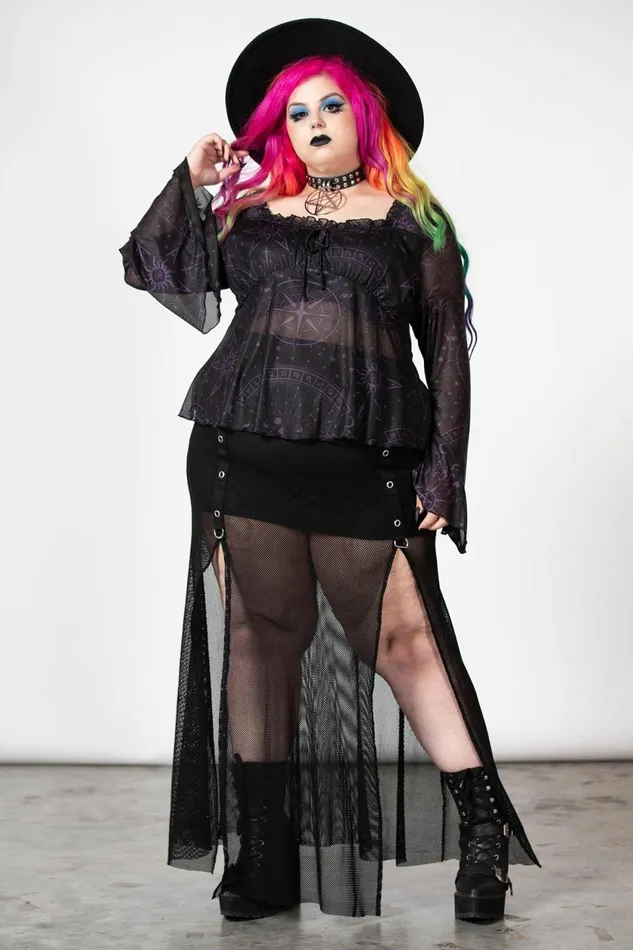 Women Long Sleeves Killstar Astromancy Mesh Long Sleeve Top