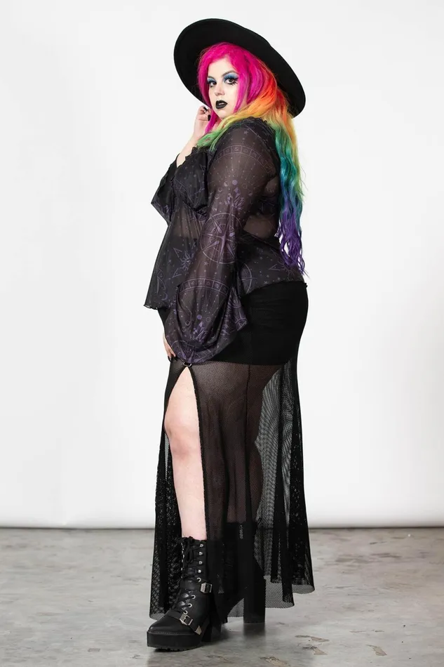 Women Long Sleeves Killstar Astromancy Mesh Long Sleeve Top