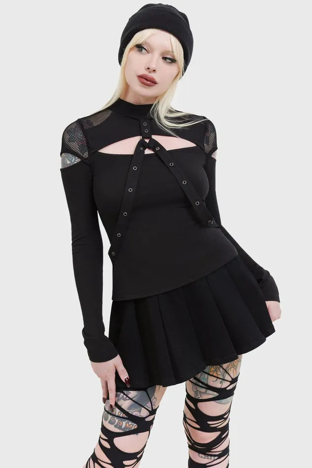 Women Long Sleeves Killstar Miss Masher Top