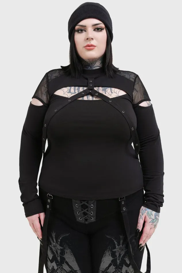 Women Long Sleeves Killstar Miss Masher Top