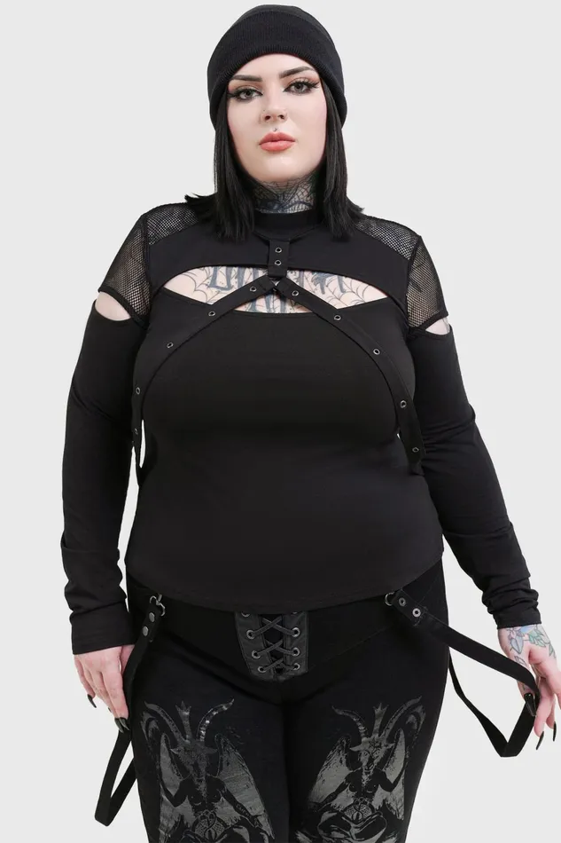 Women Long Sleeves Killstar Miss Masher Top