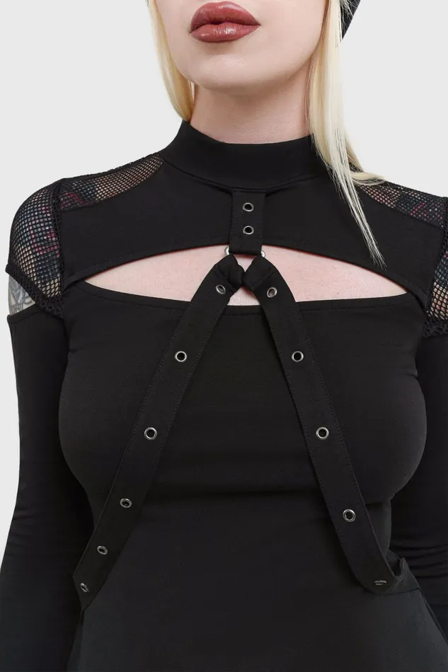 Women Long Sleeves Killstar Miss Masher Top