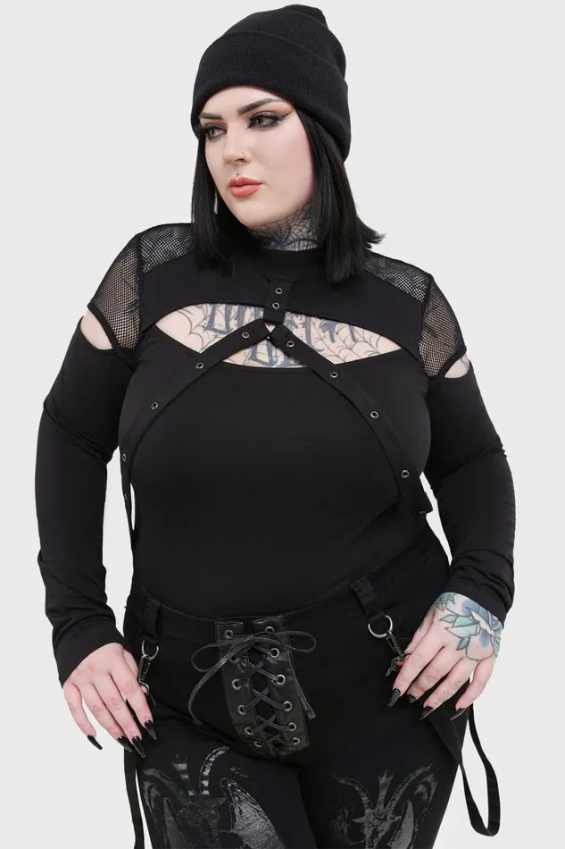 Women Long Sleeves Killstar Miss Masher Top
