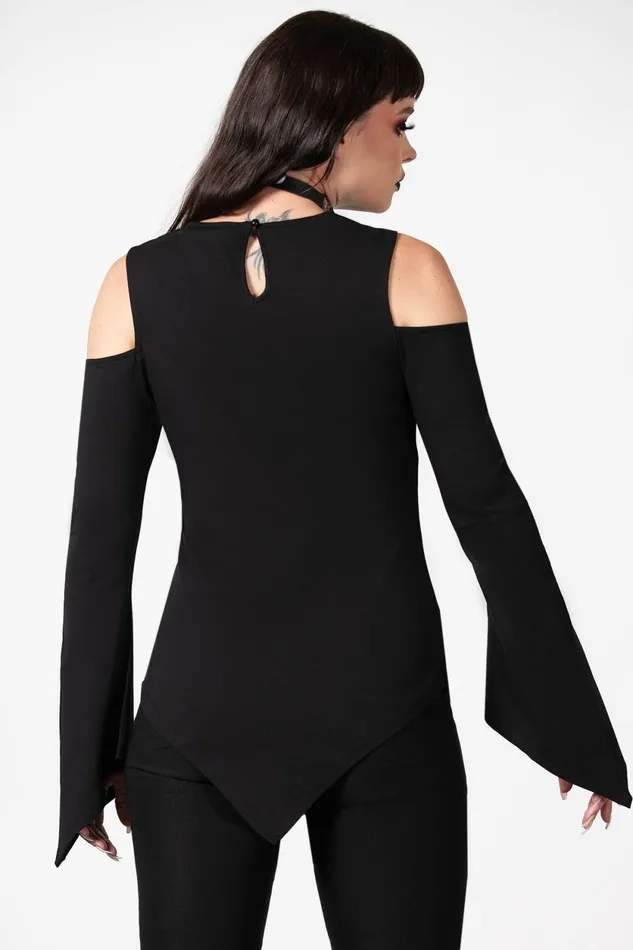 Women Long Sleeves Killstar Voxy Cold Shoulder Top