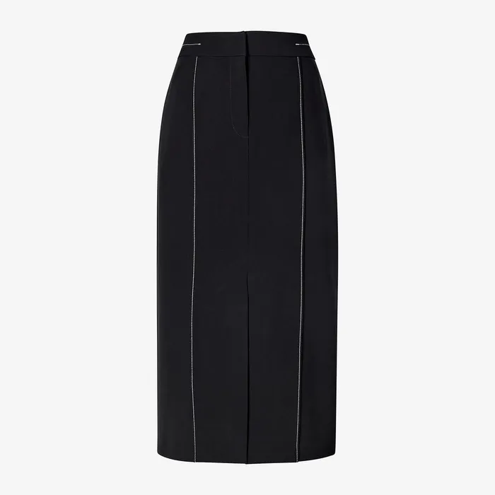 Women M M LaFleur The Meghan Midi Skirt 8211 Everyday Crepe with Topstitch Black With Topstitch Skirts