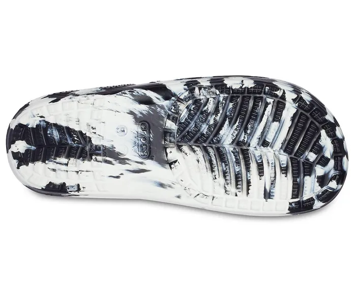 WomenMen Classic Crocs Marbled Slide White Black Crocs Sandals