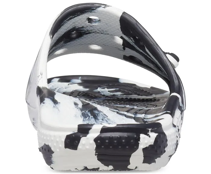 WomenMen Classic Crocs Marbled Slide White Black Crocs Sandals