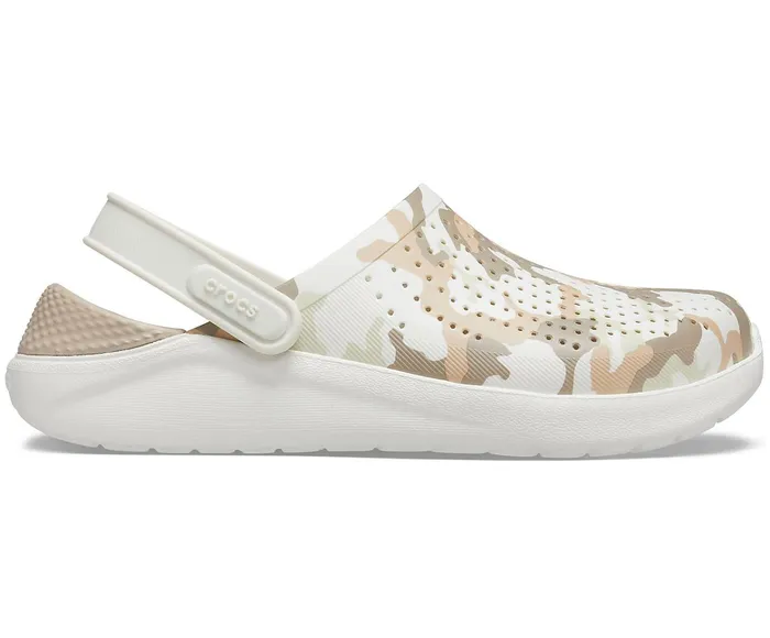 WomenMen LiteRide Printed Camo Clog Almost White Crocs Clogs