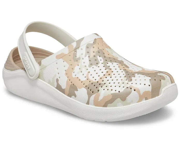 WomenMen LiteRide Printed Camo Clog Almost White Crocs Clogs