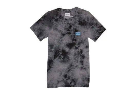 WomenMen TOMS TieDye Logo Short Sleeve Crew Tee Grey Black Dye TOMS Tees