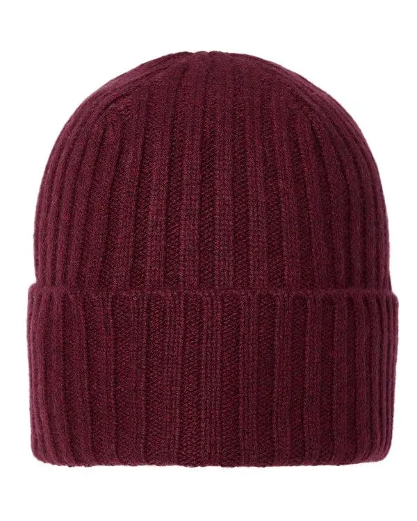 WomenMen Unisex Chunky Ribbed Cashmere HatIn Shiraz Melange Red Shiraz Melange Red NPeal Hats