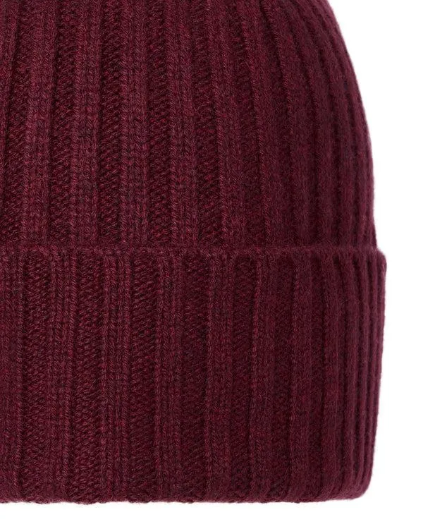 WomenMen Unisex Chunky Ribbed Cashmere HatIn Shiraz Melange Red Shiraz Melange Red NPeal Hats