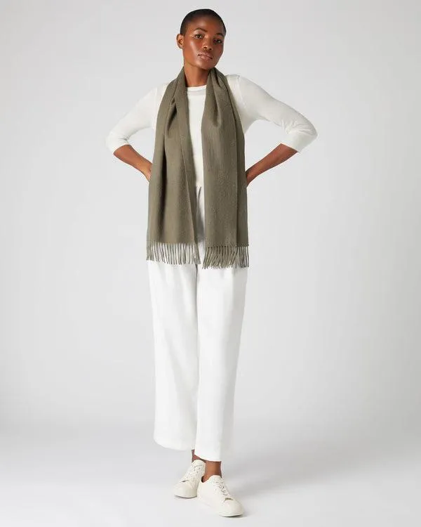 WomenMen Unisex Woven Cashmere ScarfIn Khaki Green Khaki Green NPeal Cashmere Scarves