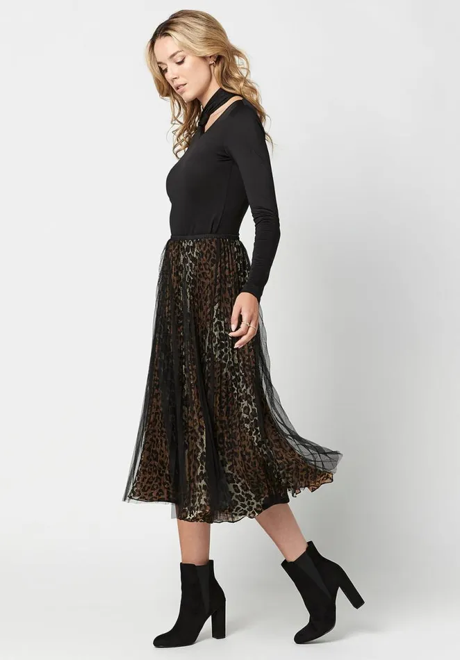 Women Mesh Overlay Leonarda Tea Skirt Mesh Leo Buffalo David Bitton Dresses and Jumpsuits