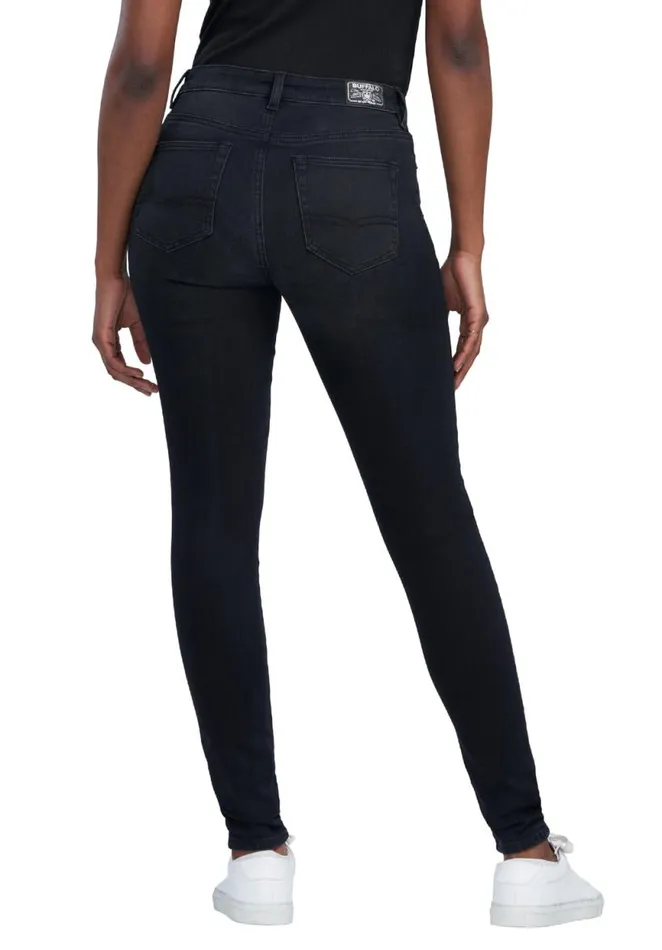 Women Mid Rise Skinny Alexa Faded Black Jeans Black Buffalo David Bitton Mid Rise Skinny Alexa