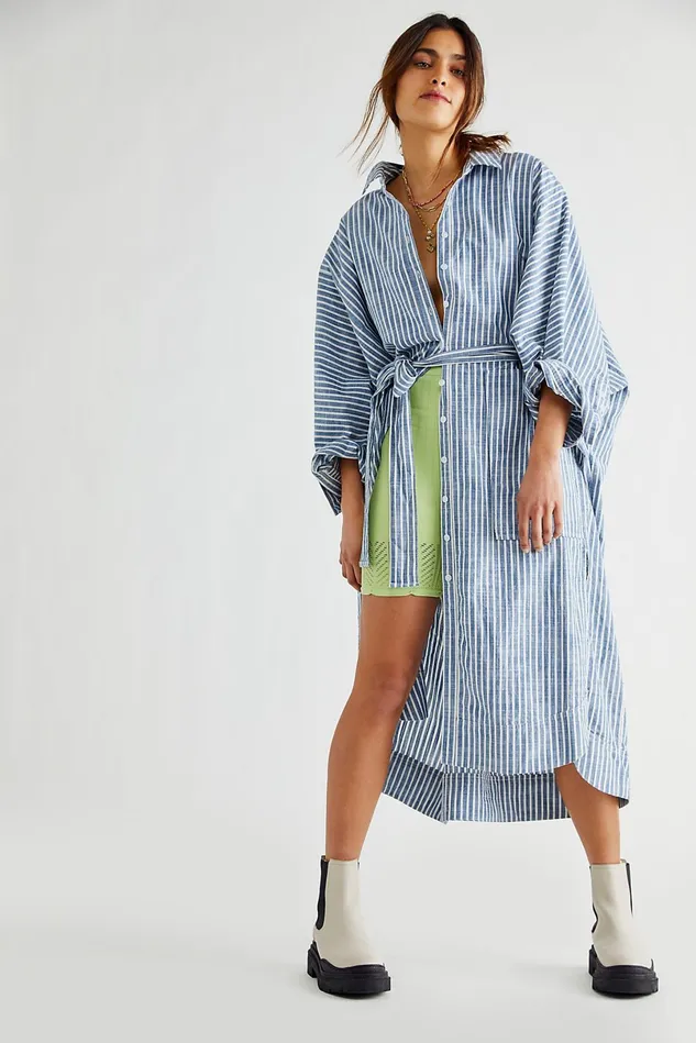 Women Midi Dresses Free People Jess Dress Blue Combo
